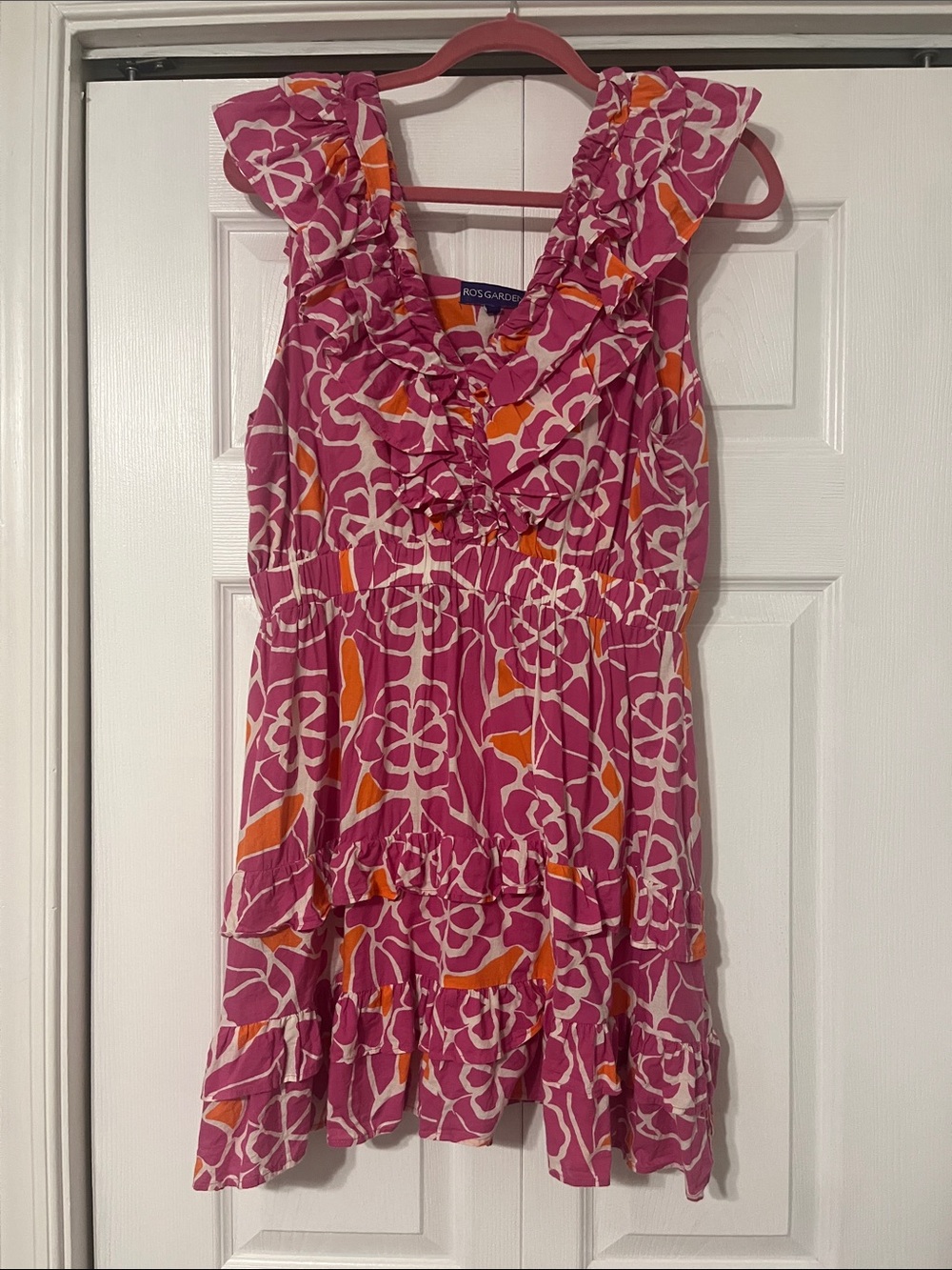 Ros Garden Pink Floral Ruffle Casual Dress